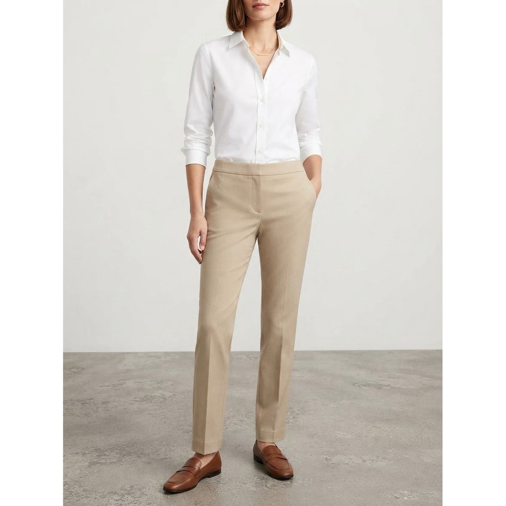Ann Taylor Devin Fit Straight Fit Tailored Ankle Pants Sz 6 Beige Tan NWT $129